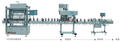 GFB-12L/ASB-140/LMS-650A全自動(dòng)12頭灌裝旋蓋貼標生產(chǎn)線(xiàn)